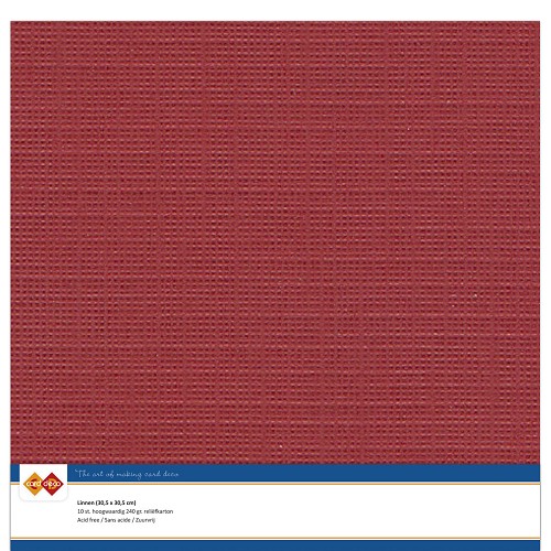 Linnenkarton - 30.5 x 30.5 - Kerst rood