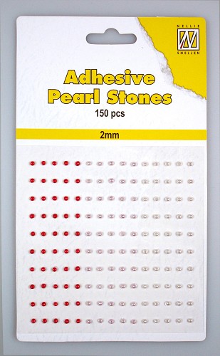 150 Adhesive pearls 2mm, 3-colors - Red