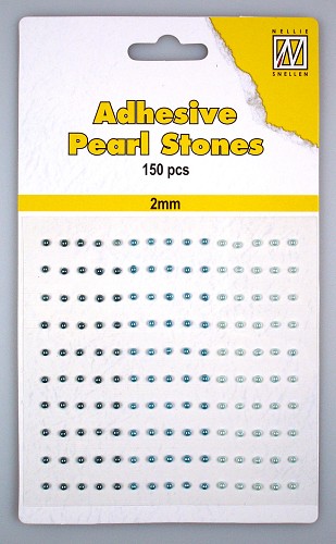 150 Adhesive pearls 2mm, 3-colors - Blue 