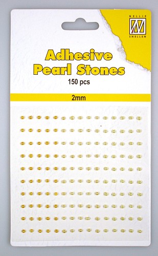 150 Adhesive pearls 2mm, 3-colors - Yellow/gold 