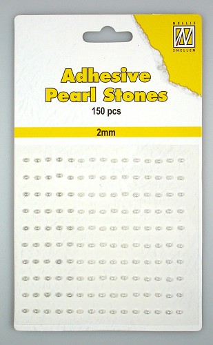 150 Adhesive pearls 2mm, 3-colors - White 
