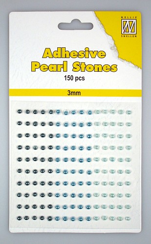 150 Adhesive pearls 3mm, 3-colors - Blue 