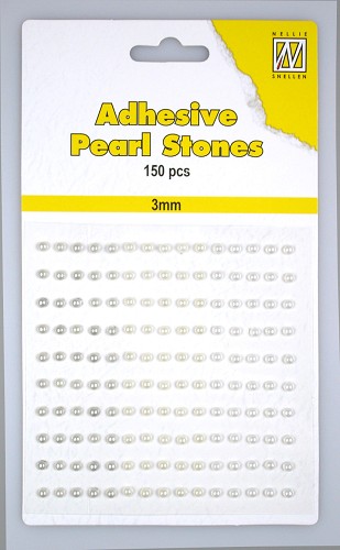 150 Adhesive pearls 3mm, 3-colors - White 