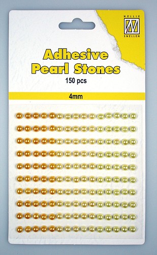 150 Adhesive pearls 4mm, 3-colors - Yellow/gold