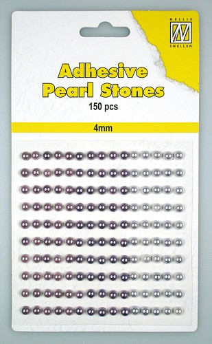 150 Adhesive pearls 4mm, 3-colors - Purple