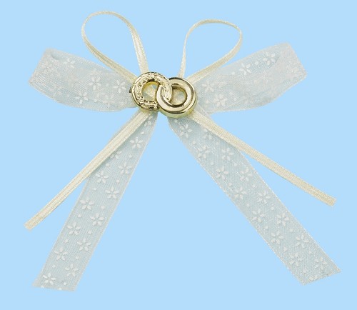 Deco-lus met ring, crème/goud, buidel met 2 st