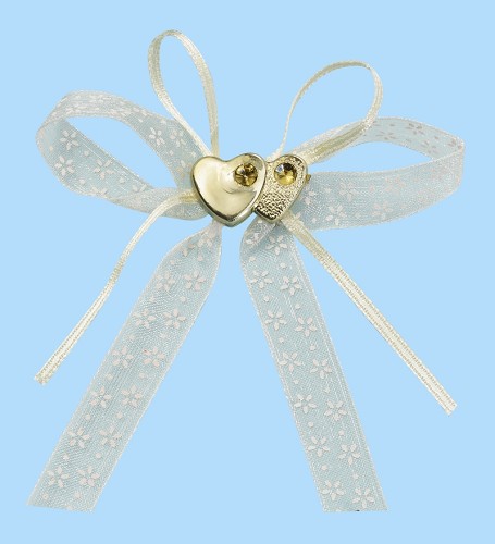 Deco-lus met hart, crème/goud, buidel met 2 st