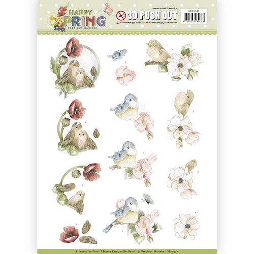 3D Pushout - Precious Marieke - Happy Spring - Happy Birds