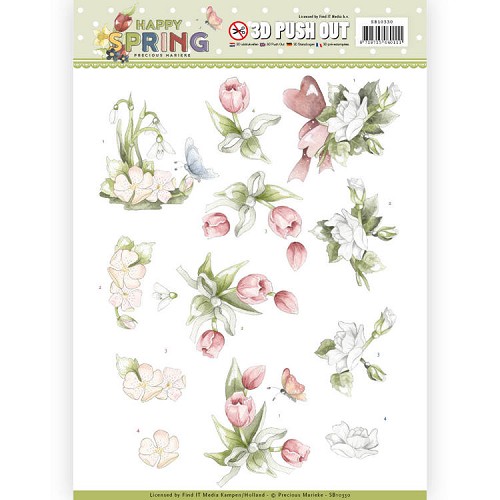 3D Pushout - Precious Marieke - Happy Spring - Happy Spring Flowers