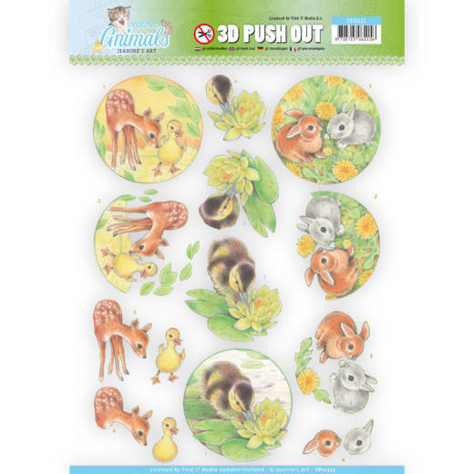 3D Pushout - Jeanine's Art - Young Animals - Ducklings and Rabbits