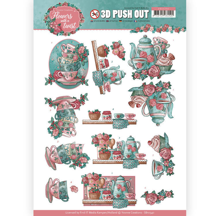 3D Pushout - Yvonne Creations - Flowers with a Twist - Tea Time