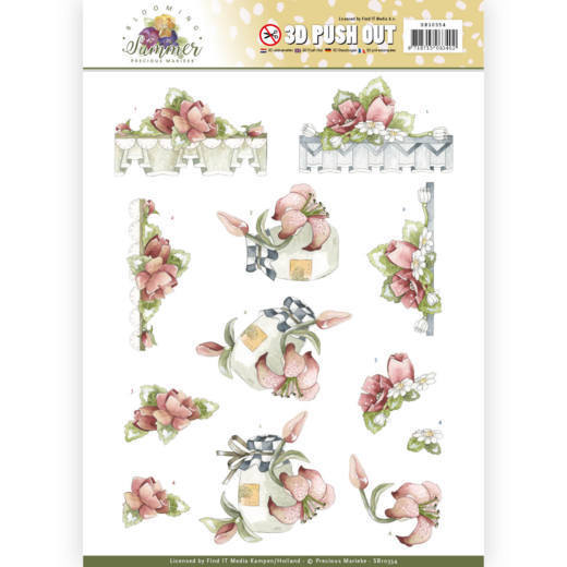3D Pushout - Precious Marieke - Blooming Summer - Red Summer Flowers