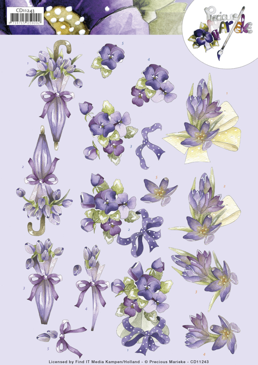 3D Knipvel - Precious Marieke - Flowers in Purple&nbsp;