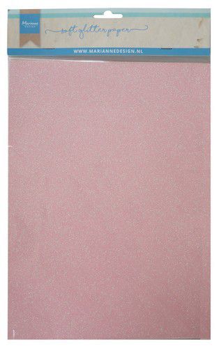 Marianne D Decoratie Soft Glitter papier 5vl - Lichtroze CA3148 A4 (09-19)