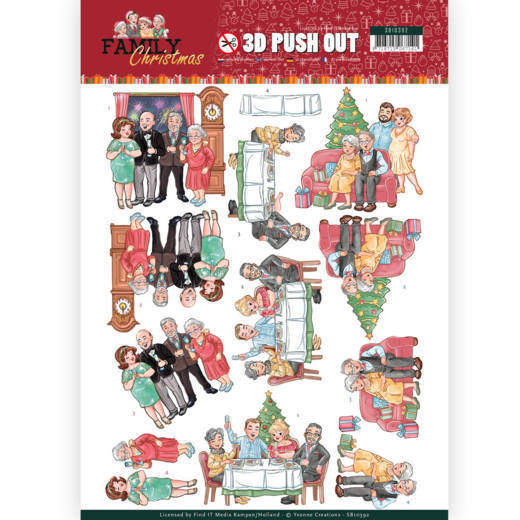 3D Pushout - Yvonne Creations - Family Christmas - Happy Family