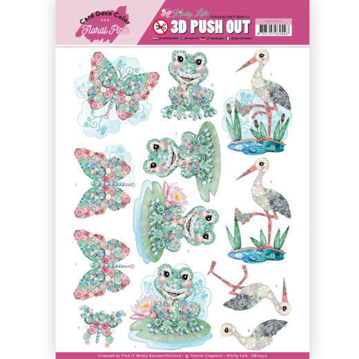 3D Pushout - Yvonne Creations - Floral Pink (Kitschy Lala) - Kitschy Frog