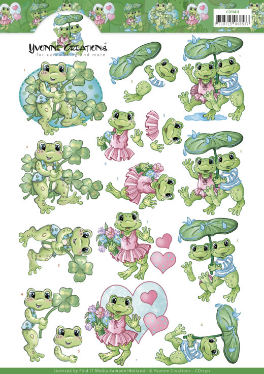 3D Knipvel - Yvonne Creations - Frog Greetings