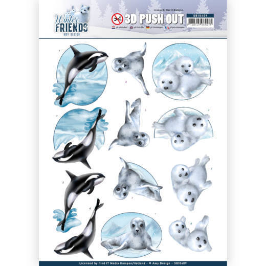 3D Pushout - Amy Design - Winter Friends - Sparkling Sealife