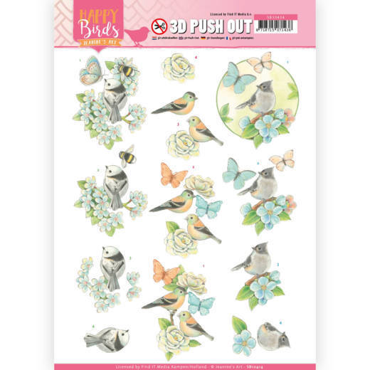 3D uitdrukvel - Jeanine's Art - Happy Birds - Blauwe dans