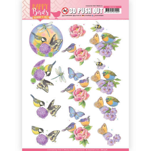 3D uitdrukvel - Jeanine's Art - Happy Birds - Geurende bloemen