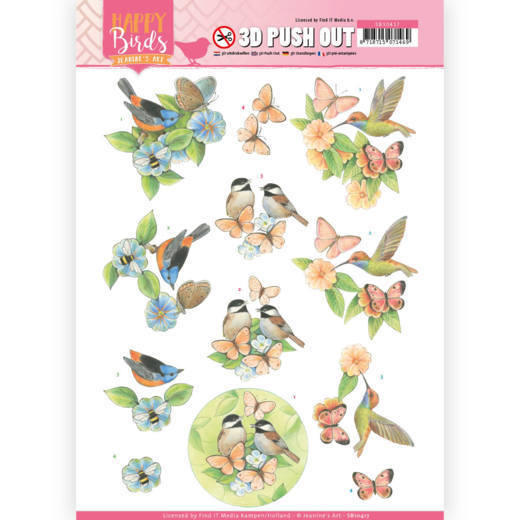 3D uitdrukvel - Jeanine's Art - Happy Birds - Gevederde vrienden