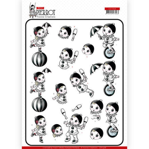 3D cutting sheet - Yvonne Creations - Petit Pierrot - At the Circus