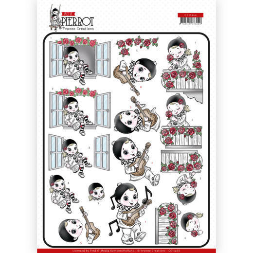 3D cutting sheet - Yvonne Creations - Petit Pierrot - Serenade