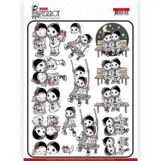 3D cutting sheet - Yvonne Creations - Petit Pierrot - Happy Together