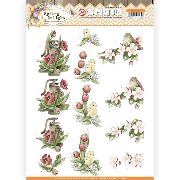 3D Pushout - Precious Marieke - Spring Delight - Red Flowers