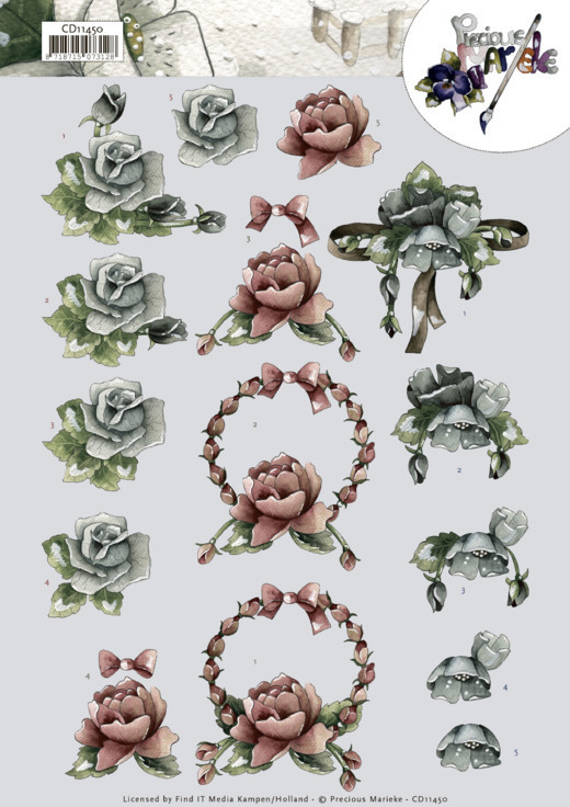 3D cutting sheet - Precious Marieke - All kinds of roses
