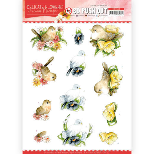3D Push Out - Precious Marieke - Delicate Flowers - Birds