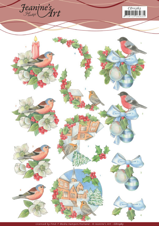 3D Cutting Sheet - Jeanine's Art - Christmas Birds