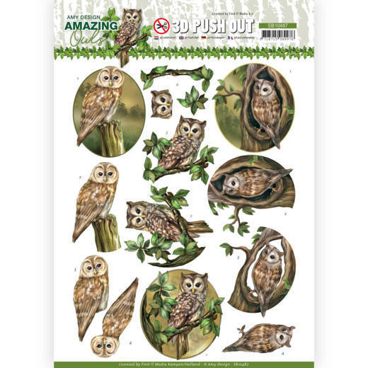 3D Push Out - Amy Design - Amazing Owls - Forest Owls