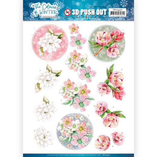 3D Push Out - Jeanine's Art - The colours of winter - Red winter flowers