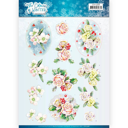 3D Cutting Sheet - Jeanine's Art - The colours of winter - Pink winter flowers