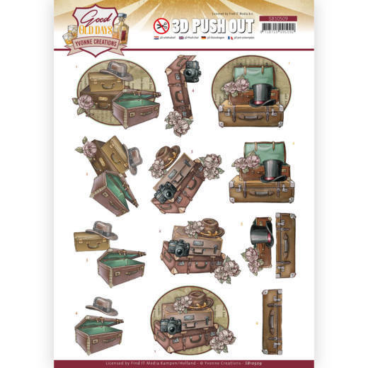 3D Push Out - Yvonne Creations - Good old day's - Suitcase