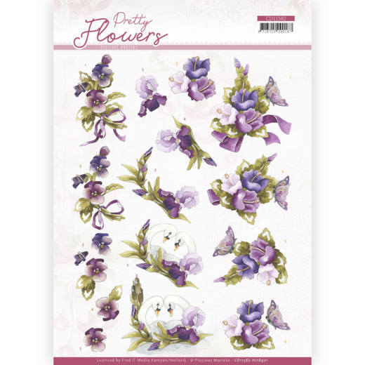 3D cutting sheet - Precious Marieke - Pretty Flowers - Flowers and Swan