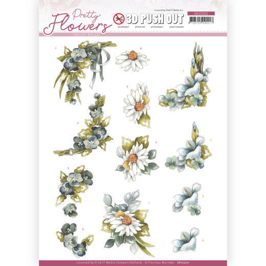 3D Push Out - Precious Marieke - Pretty Flowers - Blue Flowers