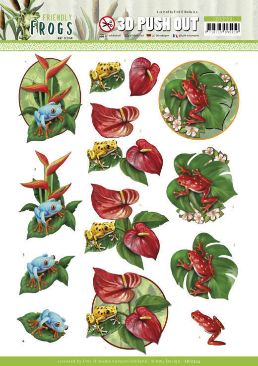 3D Push Out - Amy Design - Friendly Frogs - Poison Frogs