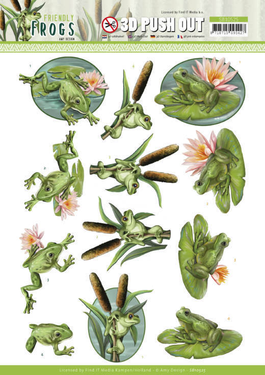 3D Push Out - Amy Design - Friendly Frogs - Pond Frogs