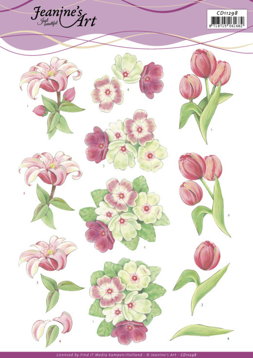 3D Cutting Sheet - Jeanine's Art - Red Flowers