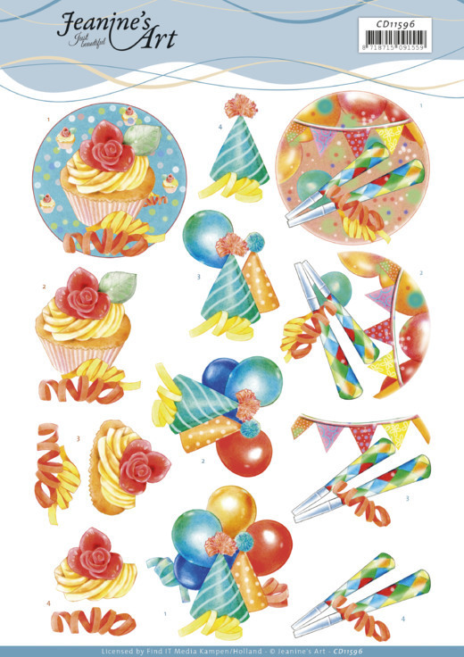 3D Cutting Sheet - Jeanine's Art - Happy Birthday