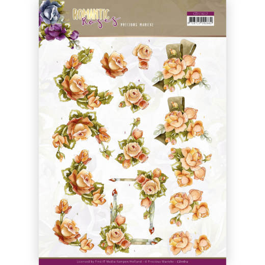 3D cutting sheet - Precious Marieke - Romantic Roses - Orange Rose