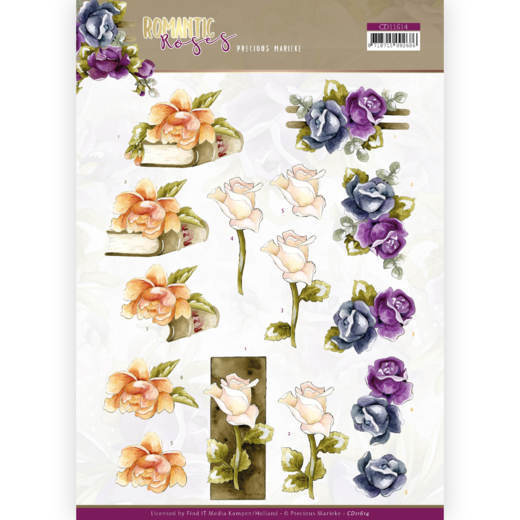 3D cutting sheet - Precious Marieke - Romantic Roses - Multicolor Rose