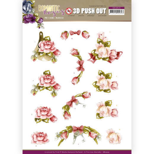 3D Push Out - Precious Marieke - Romantic Roses - Pink Rose