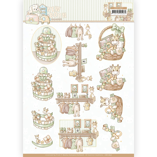 3D cutting sheet - Yvonne Creations - Newborn - Baby Basket