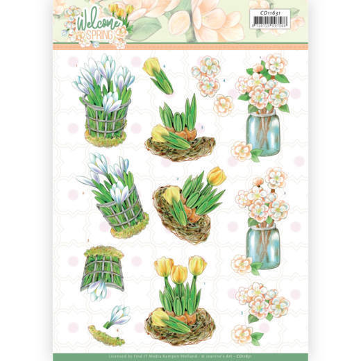 3D cutting sheet - Jeanine's Art  Welcome Spring - Yellow Tulips