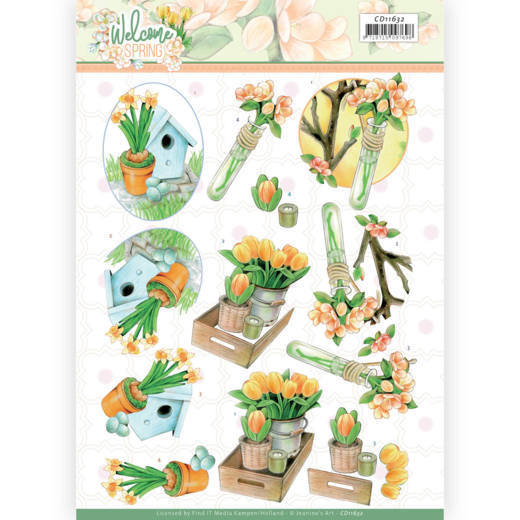 3D cutting sheet - Jeanine's Art - Welcome Spring - Orange Tulips