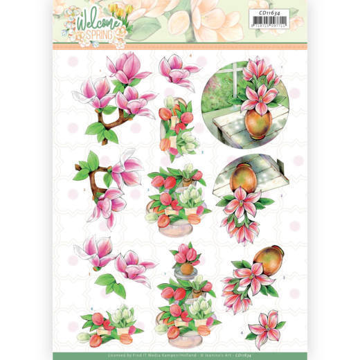 3D cutting sheet - Jeanine's Art  Welcome Spring - Pink Magnolia