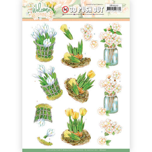 3D Push Out - Jeanine's Art  Welcome Spring - Yellow Tulips